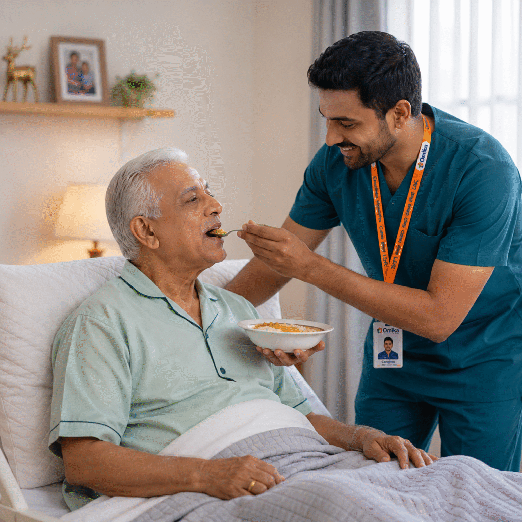 Experienced Caregiver Providing Home Care Services by Omika Health Care